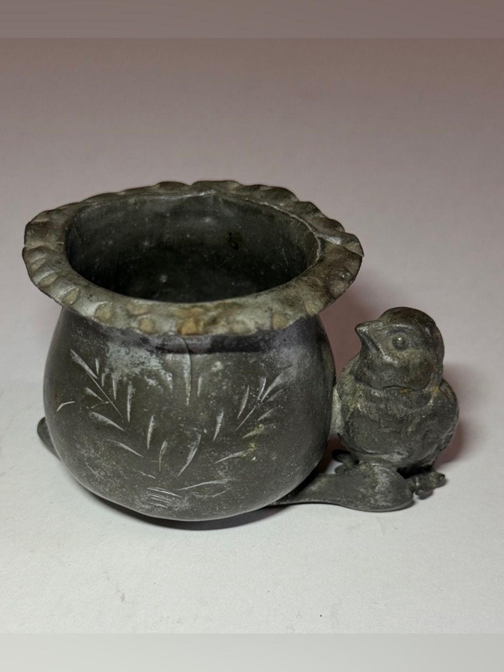 ANTIQUE NEW AMSTERDAM SILVER CO  PLATE FIGURAL BIRD TOOTH PICK HOLDER